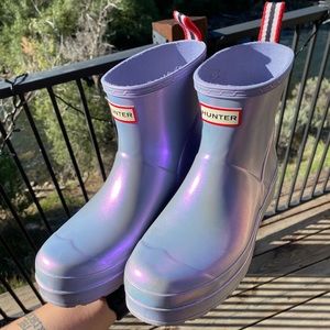 Hunter Pearlescent Short Rain Boots Size 10